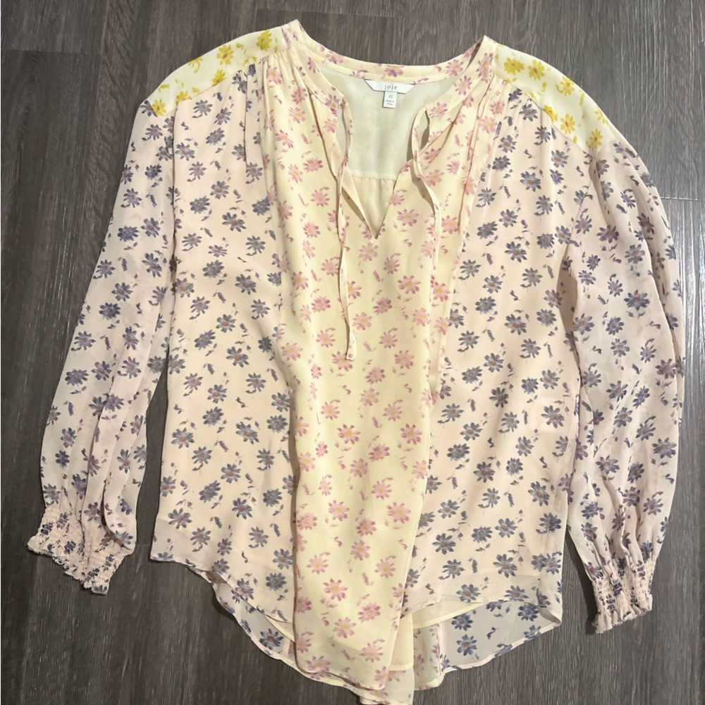 Joie Airy Floral Peasant Top XS